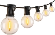 Imagine Ghirlandă Luminoasă de Exterior 10M, 15 Becuri LED, E26, 1W, Lumină Foarte Caldă, 2200K, Conectabilă, Negru