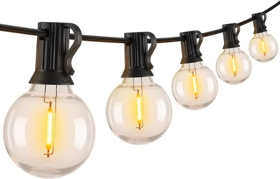 Imagine Ghirlandă Luminoasă de Exterior 10M, 15 Becuri LED, E26, 1W, Lumină Foarte Caldă, 2200K, Conectabilă, Negru