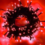 Imagine Șir luminos 100 LED-uri Roșii 230V Interconectabil IP65 cu Cablu Verde 1,5M