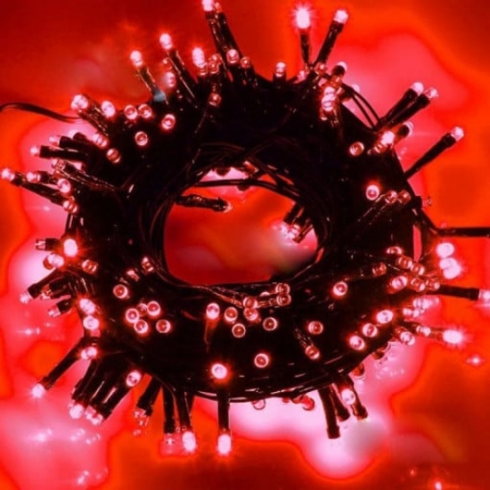 Imagine Șir luminos 100 LED-uri Roșii 230V Interconectabil IP65 cu Cablu Verde 1,5M