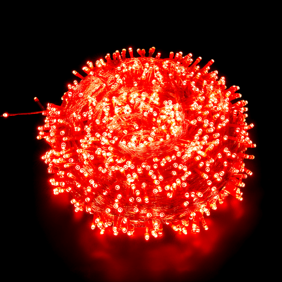 Imagine Șir luminos 100 LED-uri Roșii 230V Interconectabil IP65 cu Cablu Roșu 1,5M