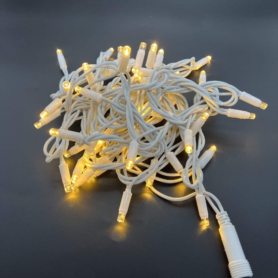 Imagine Șir luminos 100 LED-uri Alb Cald 230V Interconectabil IP65 cu Cablu Alb 1,5M