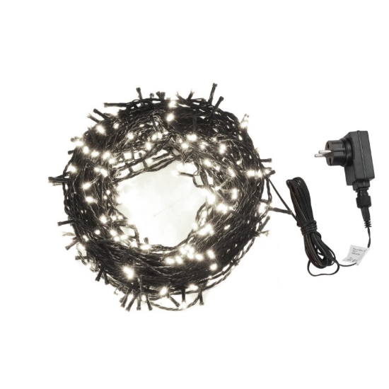 Imagine Șir luminos 100 LED-uri Alb Cald Intermitente 230V Interconectabil IP65 cu Cablu Verde 1,5M