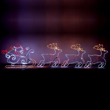 Arată detalii pentru Moș Crăciun cu sanie și 3 reni, LED 30 m, 400x75 cm, IP44 Imagine Moș Crăciun cu sanie și 3 reni, LED 30 m, 400x75 cm, IP44