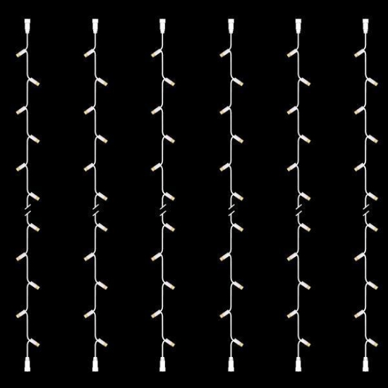 Imagine Șir luminos, 20 LED-uri alb-cald, cablu de cauciuc alb, 6 buc/set, cu 2 conectori, IP65 