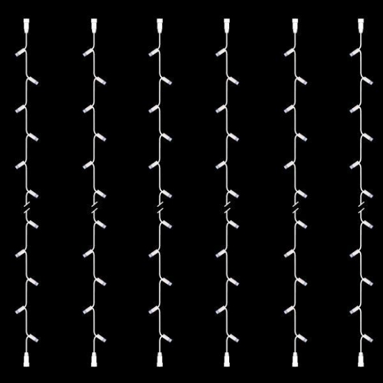 Imagine Șir luminos, 30 LED-uri albe, cablu de cauciuc alb, 6 buc/set, cu 2 conectori, IP65 
