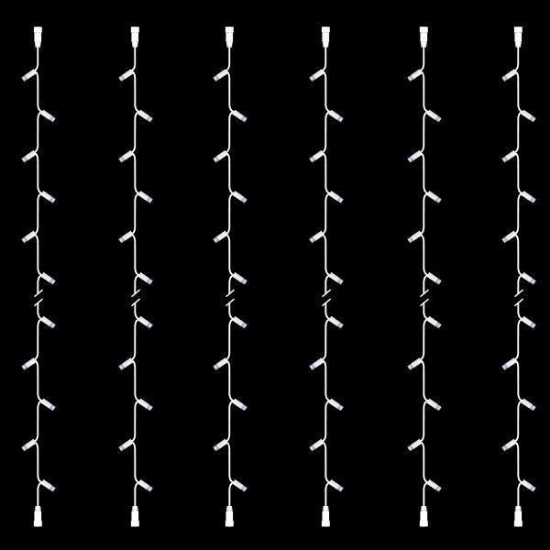 Imagine Șir luminos, 30 LED-uri albe, cablu de cauciuc alb, 6 buc/set, cu prelungitor și 2 conectori, IP65