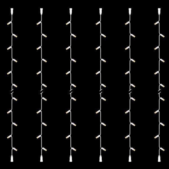 Imagine Șir luminos, 30 LED-uri alb-cald, cablu de cauciuc alb, 6 buc/set, cu 2 conectori, IP65