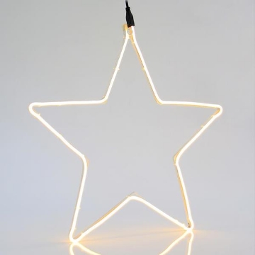 Arată detalii pentru Stea neon LED 2 m, conexiune dublă, lumină alb cald, 54x58 cm, IP44 Imagine Stea neon LED 2 m, conexiune dublă, lumină alb cald, 54x58 cm, IP44