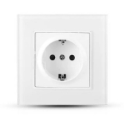 Imagine Priză simplă 16A cu ramă din sticlă albă