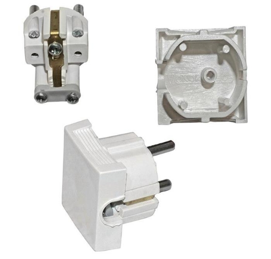 Imagine Stecher Schuko lateral tip 'A' cu CP - alb