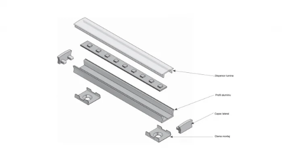Imagine Profil de aluminiu BANDA LED GLAX MINI 3.05M