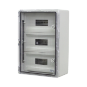 Imagine Cutie modulară IP65 din ABS gri cu ușă transparentă, 3 x 12 module, 350x500x190 mm