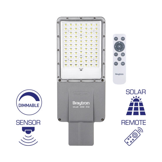 Imagine Lampă Stradală cu LED ST02 Solar cu Senzor și Telecomandă, Dimabilă BR-BT43-29432