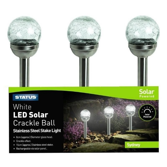 Imagine Lampă solară Sydney Crackle 8cm (3 buc/set)
