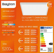 Imagine Panou LED Aplicabil Backlite SRC 50W 600x600 Alb 3in1 Braytron