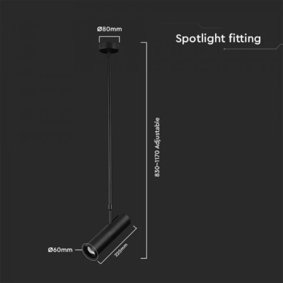 Imagine Suspensie V-TAC 7573, 1 x GU10, neagră, modernă