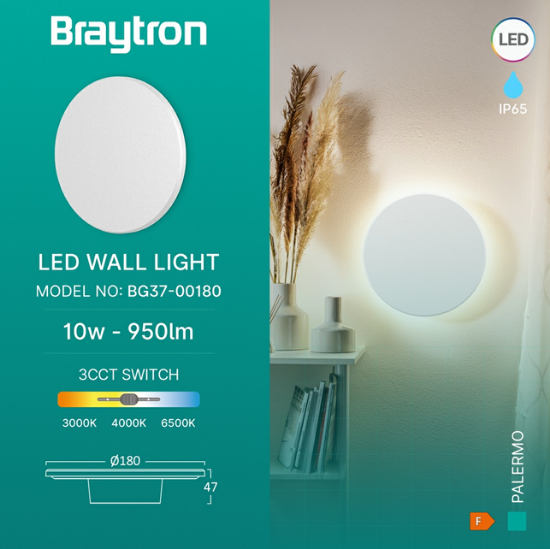 Imagine Corp LED PALERMO 10W-3in1 IP65 D180mm Alb