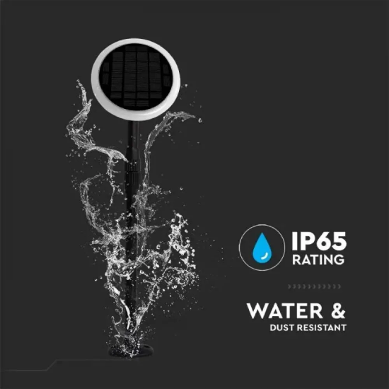 Imagine Stâlpișor LED Solar de Grădină 8W cu Senzor de Lumină, Înălțime Reglabilă, Corp Alb/Negru, IP65