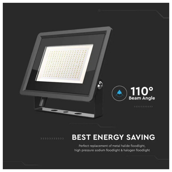 Imagine Proiector LED V-TAC SMD Slim 200W Lumină Rece Negru Seria F