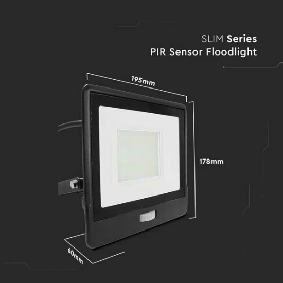 Imagine Proiector LED V-TAC cu senzor, 50W, cip Samsung SMD, Slim, lumină rece, 5 ani garanție 20291