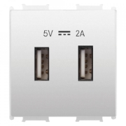 Imagine Priză USB 2A 5V, 2 module, albă, Panasonic Thea Modular