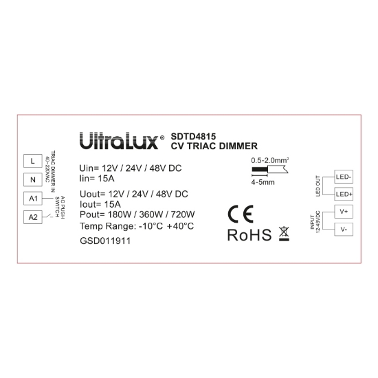 Imagine Dimmer TRIAC pentru benzi LED 12/48V SDTD4815 Ultralux