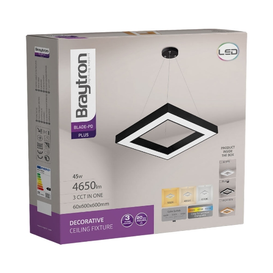 Imagine Plafonieră LED suspendată 45W 3000/4000/6500K Negru Blade SQR