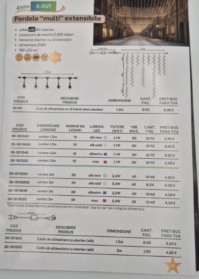 Imagine Instalație cu 300 LED-uri, roșu, 30 m, cablu ab