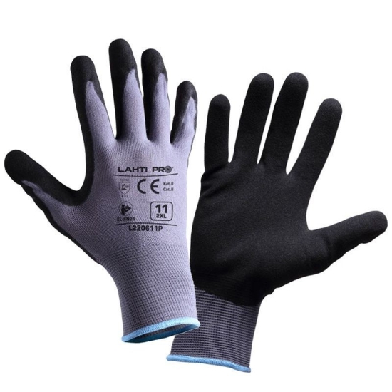 Imagine Mănuși de protecție LAHTI PRO L220610K, mărimea 10, negru-gri cu agățătoare