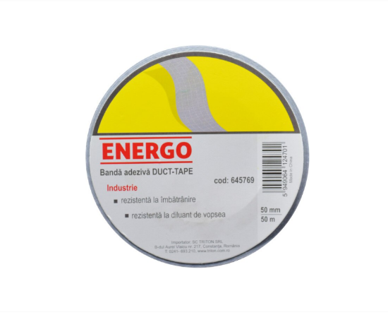 Imagine Bandă adezivă DUCT TAPE gri 50MM X 50M ENERGO
