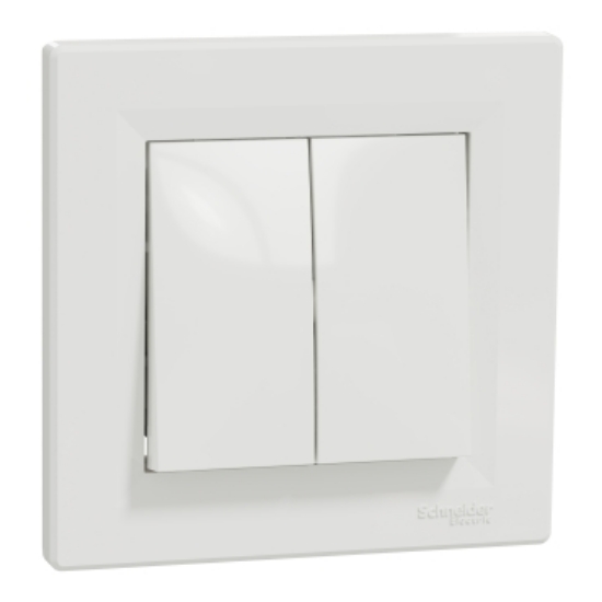 Imagine Întrerupător dublu cap scară Schneider Asfora alb
