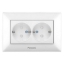 Imagine Priză dublă cu împământare și protecție pentru copii Arkedia Panasonic, ST, albă
