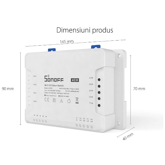 Imagine Comutator/Releu WiFi inteligent 4 canale Sonoff 4CH R3