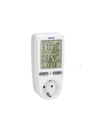 Imagine Priză cu contor consum curent/energie ORNO OR-WAT-435(GS), afișaj digital, 16A, 3680W