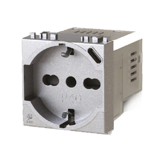 Imagine Priză USB 3A gama P40 compatibilă cu Bticino Matix Alb 4BAMP40USB