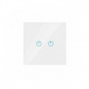 Imagine Întrerupător dublu din sticlă cu touch alb