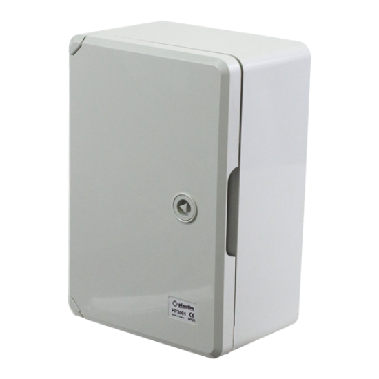 Imagine Tablou de distribuție IP67 din ABS gri cu ușă mată și placă metalică, 200x300x130 mm