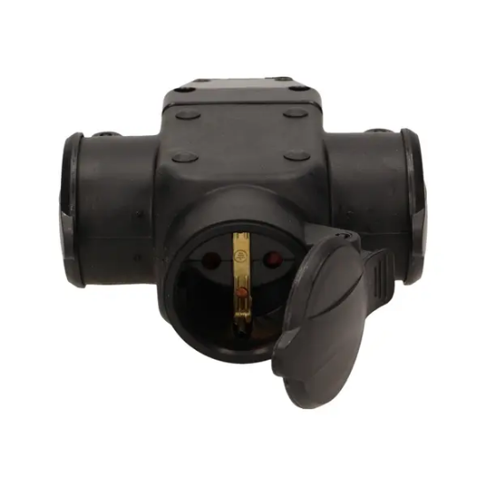 Imagine Priză de exterior ORNO tripla Schuko, IP44, 16A, neagră OR-AE-1346(GS)