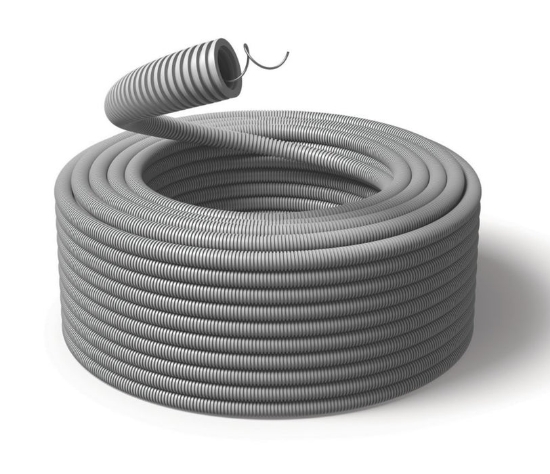 Imagine Tub flexibil fi 25mm HDPE gri ignifug cu fir 50m Prima