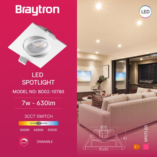Imagine Spot LED patrat 7W 3IN1 230 IP20 Alb rotabil BR-BD02-10780