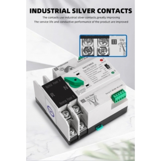Imagine Comutator de transfer PV 2P 125A cu sina, SINOTIMER, ATS125-2P