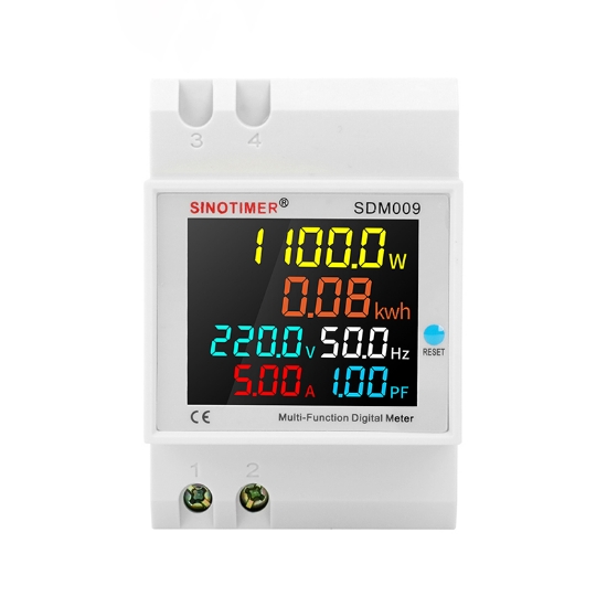 Imagine Contor monofazat de energie electrica, Sinotimer, 250 450V, 100A, display led, functie resetare, SDM 009-380