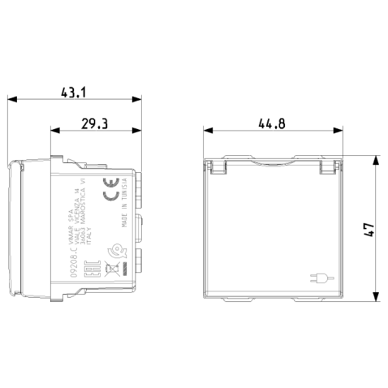 Imagine Priza SCHUKO 2P+E 16A 2M cu capac alb B NEVE VIMAR 09208.C