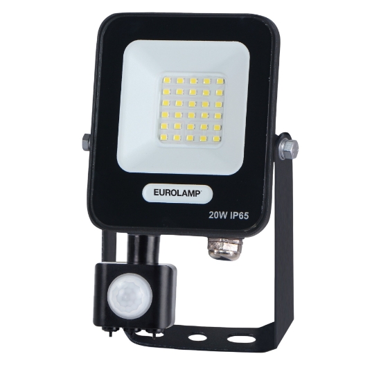 Imagine PROIECTOR CU LED-URI SMD SI SENZOR DE MISCARE ROTATIV 20W NEGRU IP54 6500K PLUS (147-69063) EUROLAMP