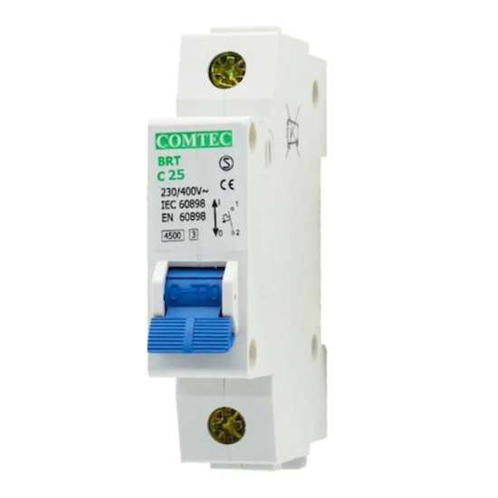 Imagine Siguranță automată 1P 25A 4,5kA curba C Comtec