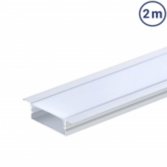 Imagine Profil Aluminiu COMPLET PT. ADANC pentru banda LED - 2metri - ARGINTIU