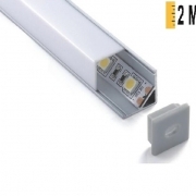 Imagine Profil Aluminiu COMPLET PT. ADANC pentru banda LED - 2metri - ARGINTIU
