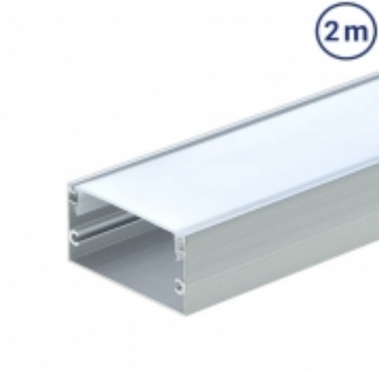 Imagine Profil Aluminiu COMPLET PT. ADANC pentru banda LED - 2metri - ARGINTIU