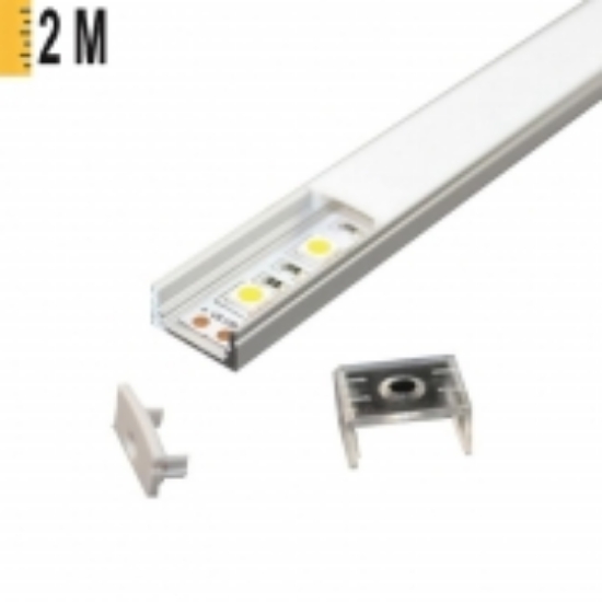 Imagine Profil Aluminiu COMPLET PT. ADANC pentru banda LED - 2metri - ARGINTIU